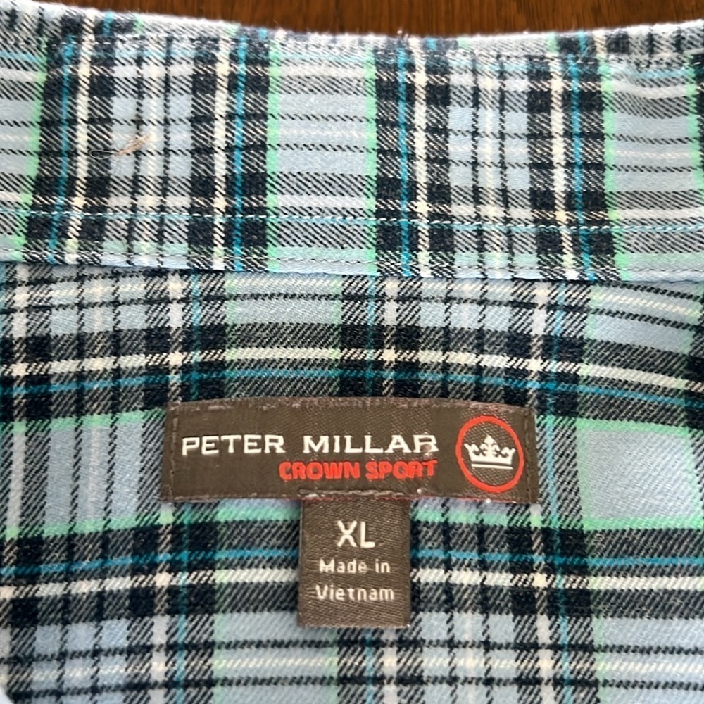 Peter Millar Men’s Crown Sport Plaid Button Down Short Flannel Blue Size XL - Picture 7 of 11
